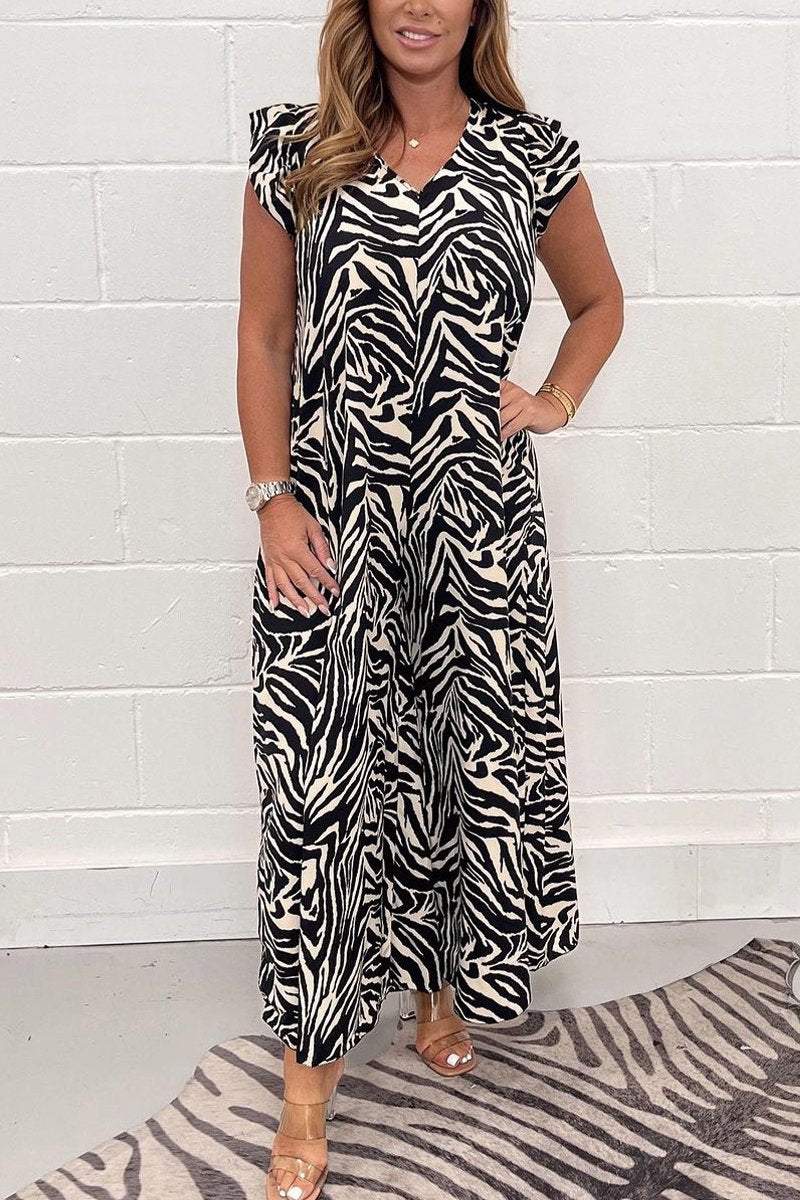 Women's Printed Jumpsuit Wide Culotte Leg Jumpsuit