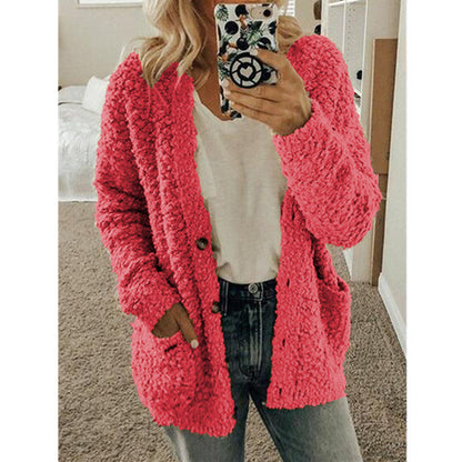 Women's fashion casual sweater coat Pink