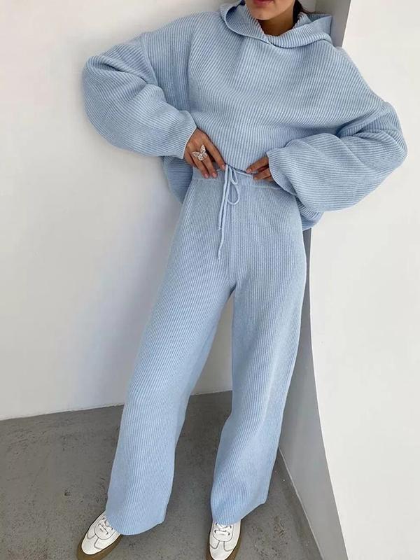 Women's new fashion sports hoodie set two sets Blue