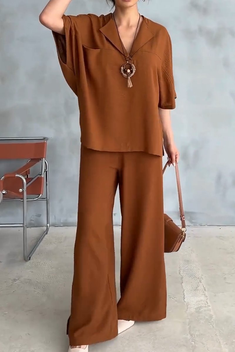 Women's casual loose and versatile suit brown