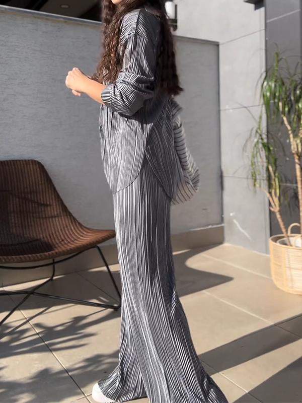 Women Casual Lapel Pit Strip Two-piece Suit