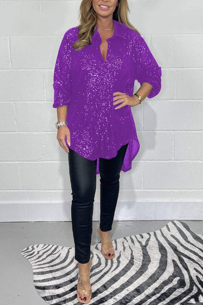 Women's sequin shirt Purple