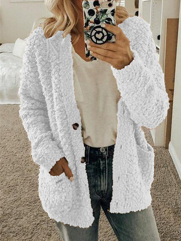 Woolen Coat Plus Size Top White