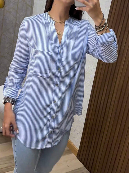 Women's Striped V-neck Shirt