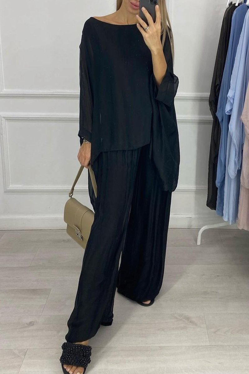 Chiffon solid color suit Black