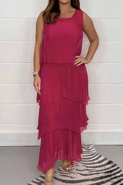 Women's Layered Chiffon Maxi Dress