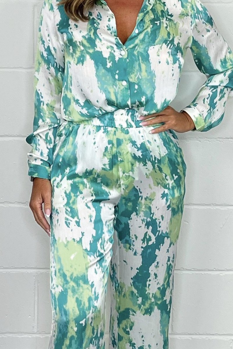 Satin casual print suit