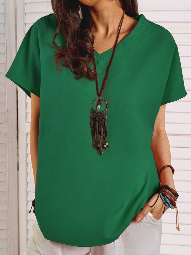 Shift Solid Cotton Casual Top Green