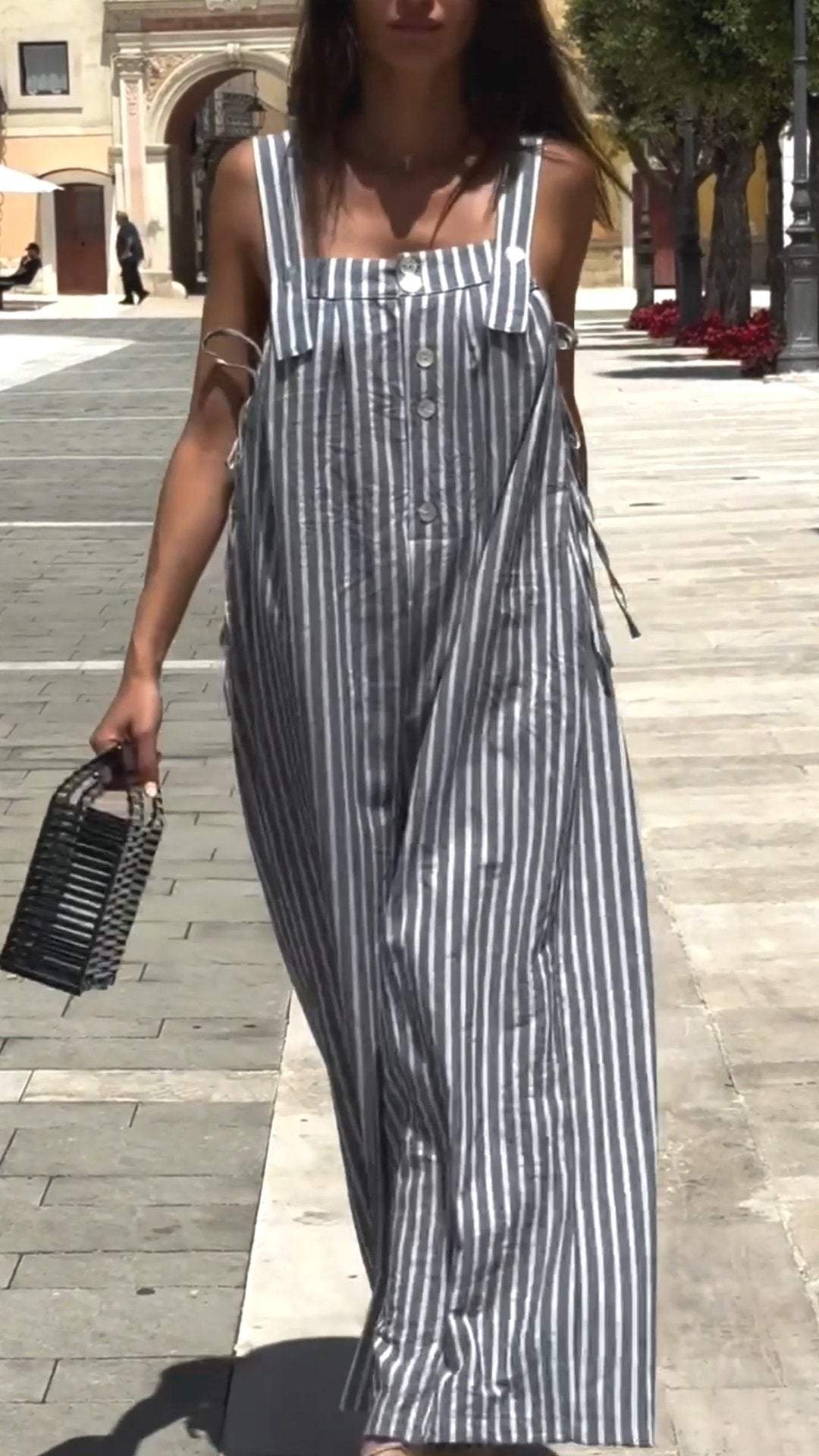 Women's Sleeveless Striped Jumpsuit