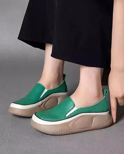 Women Fashion Platform Loafers Green