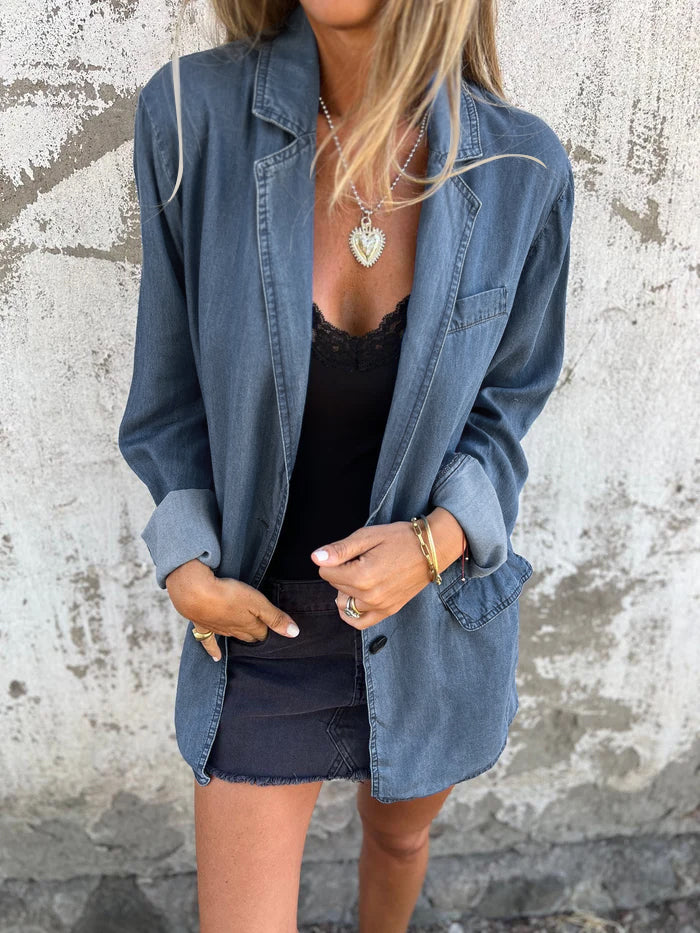 Denim Suit Casual Jacket washed blue