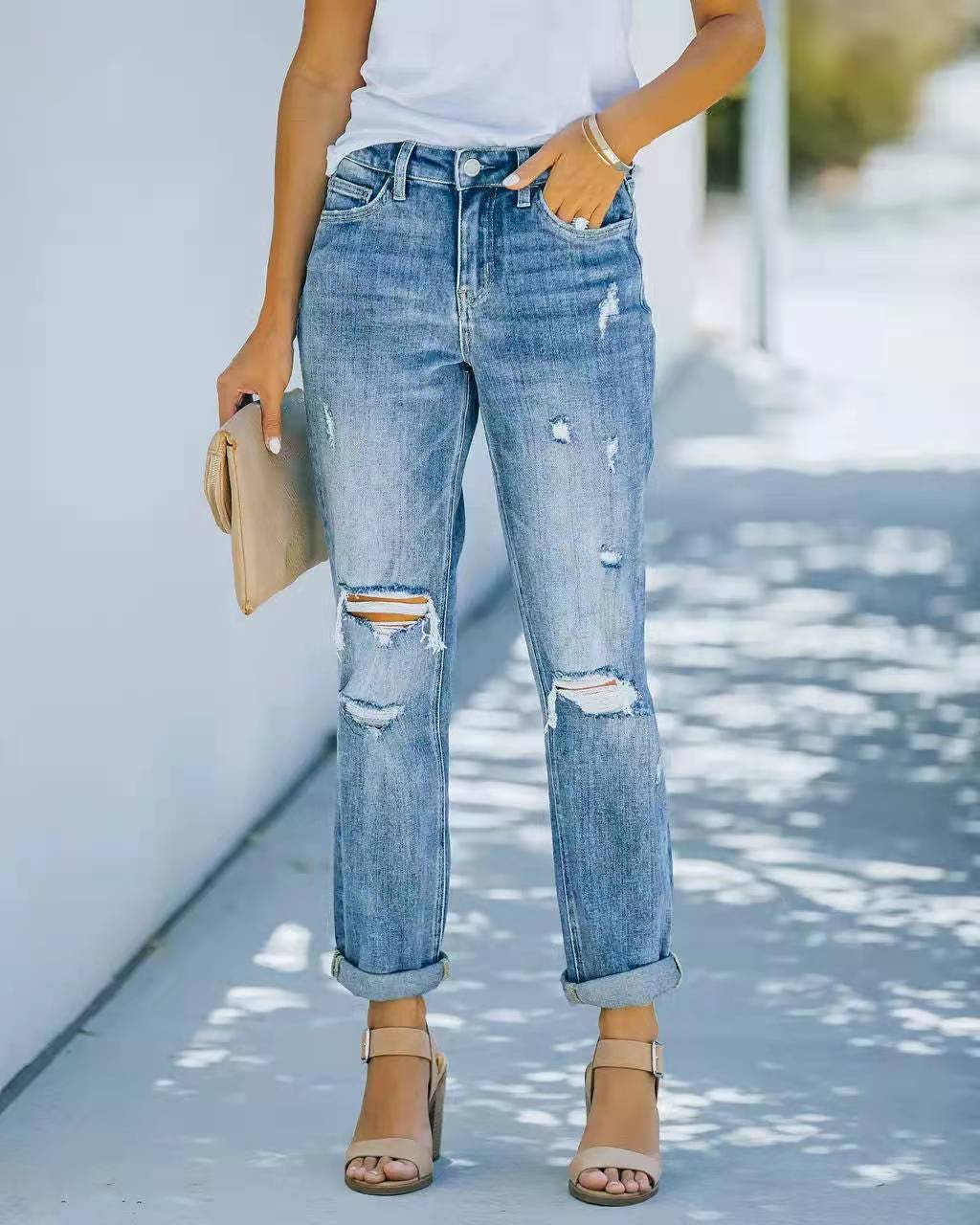 trendy ripped jeans Blue