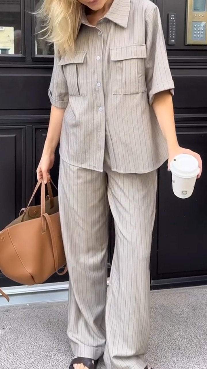 Women's Lapel Casual Striped Suit