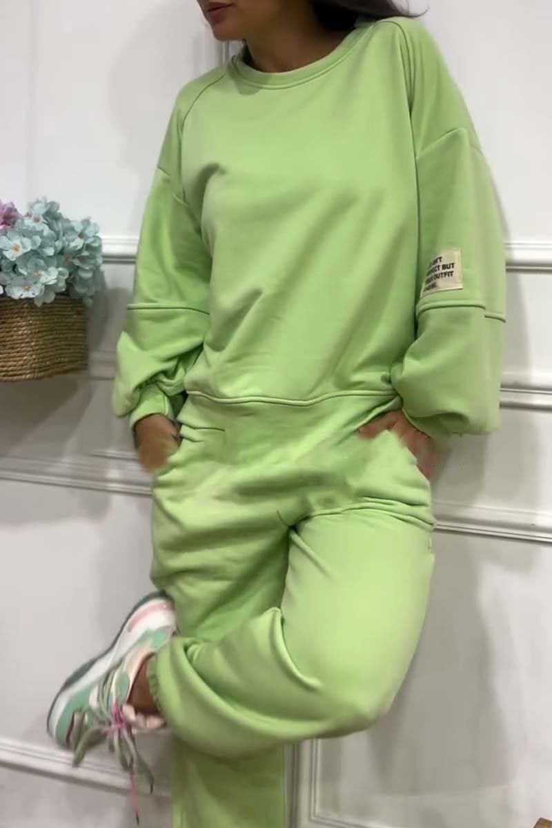 Women's casual sports solid color sweatshirt suit