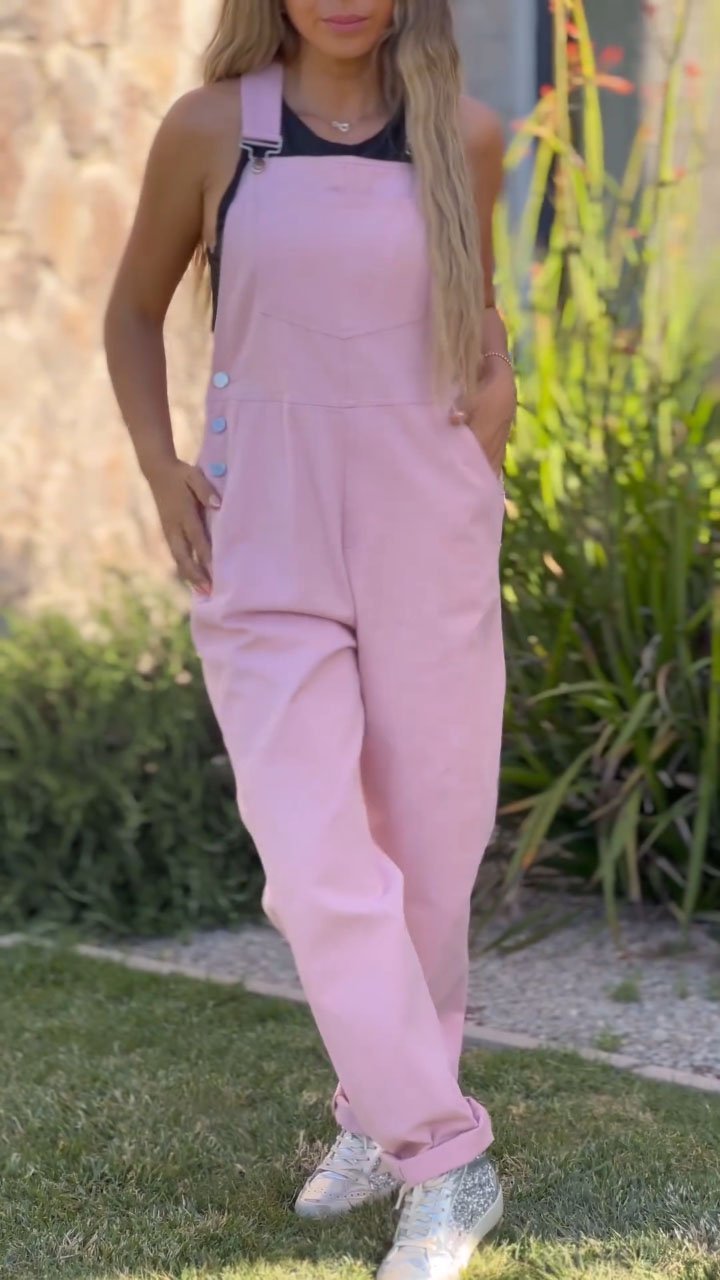 Solid Color Casual Overalls