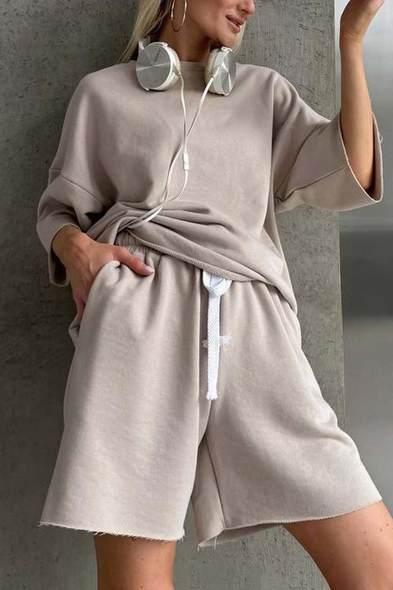 Women's casual sports sweatshirt shorts set