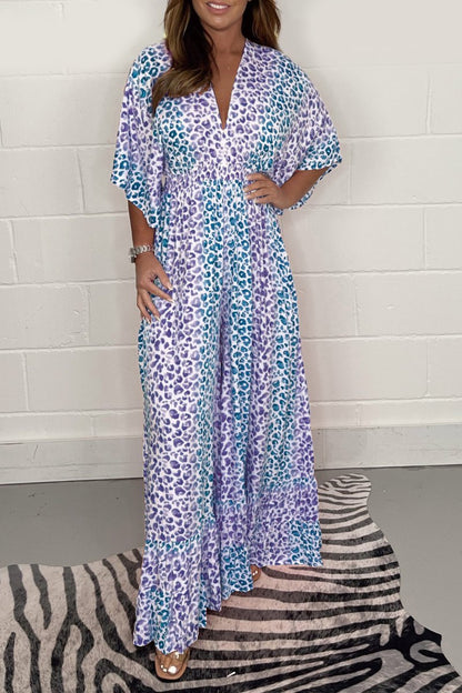 Printed leopard wide-leg jumpsuit Purple and Blue