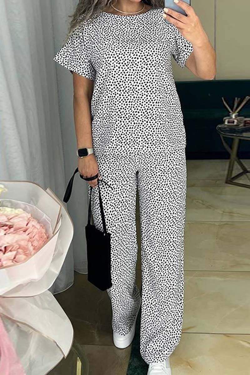 Women's casual polka dot sports suit