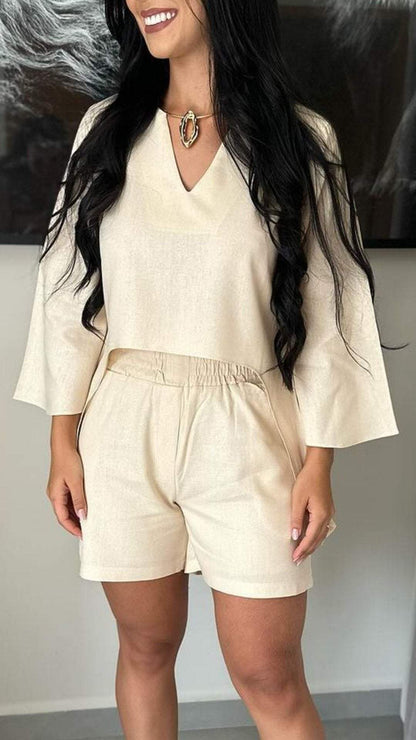 Women's V-neck Long-sleeved Casual Suit