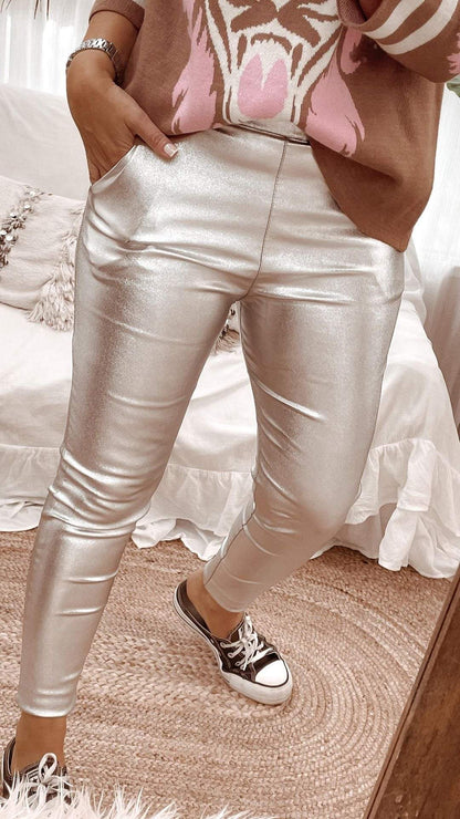 Stylish Glossy Leggings Gold