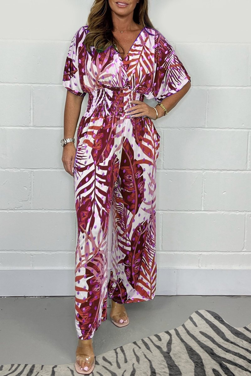 Foil printed jumpsuit Coral