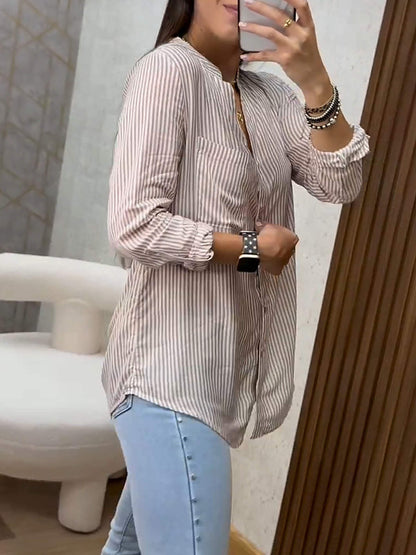 Women's Striped V-neck Shirt