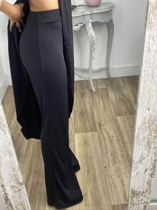 Casual slit top and trousers two-piece set