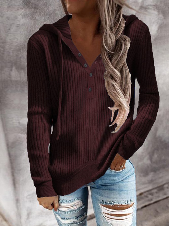 Casual V Neck Plain Shirts & Tops Datered