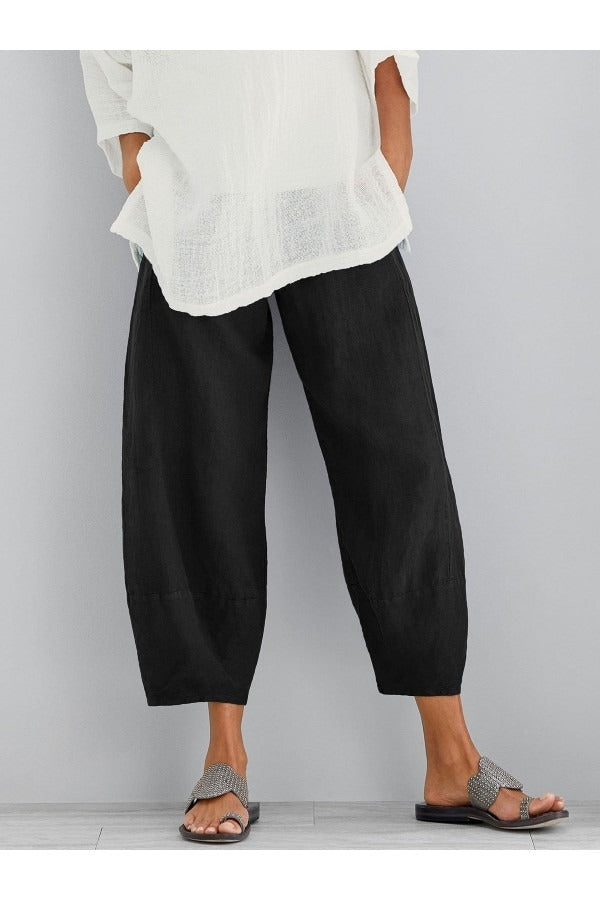 Spring Summer Casual Cotton Pants for Women Black