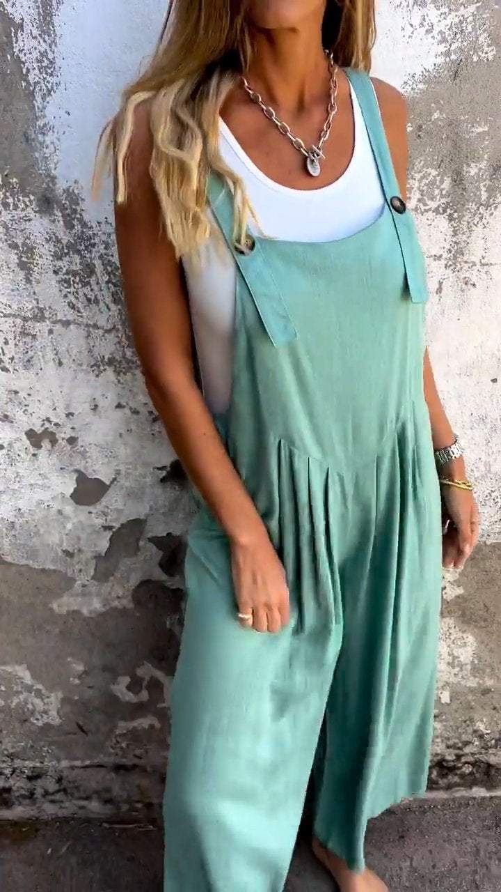 Sleeveless Casual Jumpsuit with Suspenders