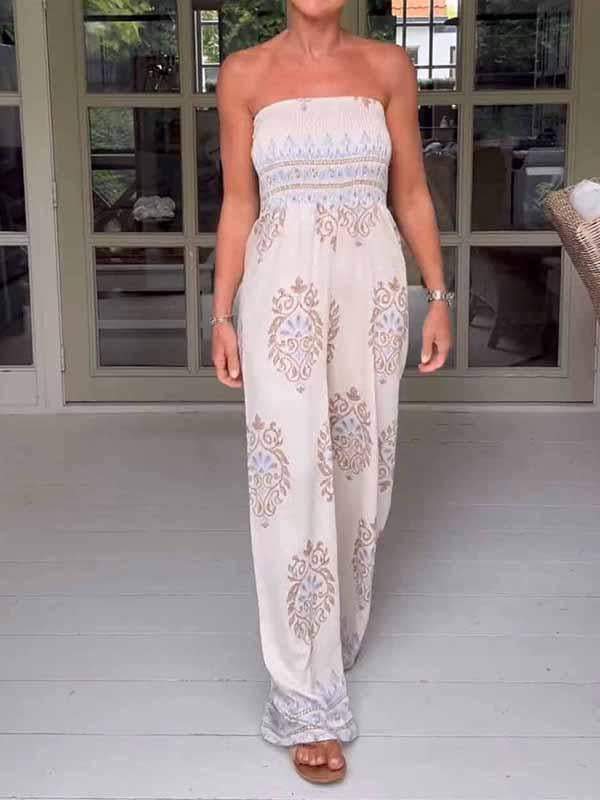 Women's Tube Top Sleeveless Printed Jumpsuit