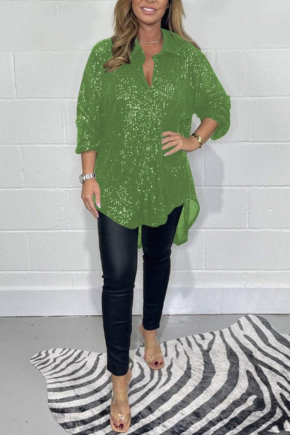 Women's sequin shirt Green