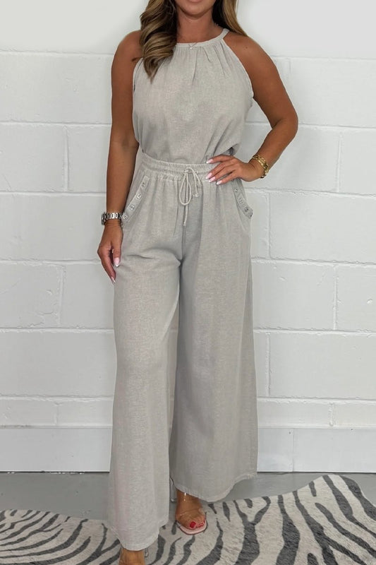 Women's Halter Neck Bow back Floaty Top & Trouser Co-ord