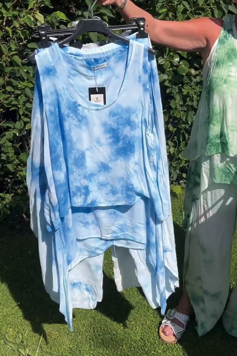 Women's tie-dye print suit