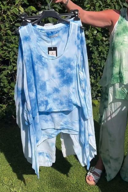 Women's tie-dye print suit