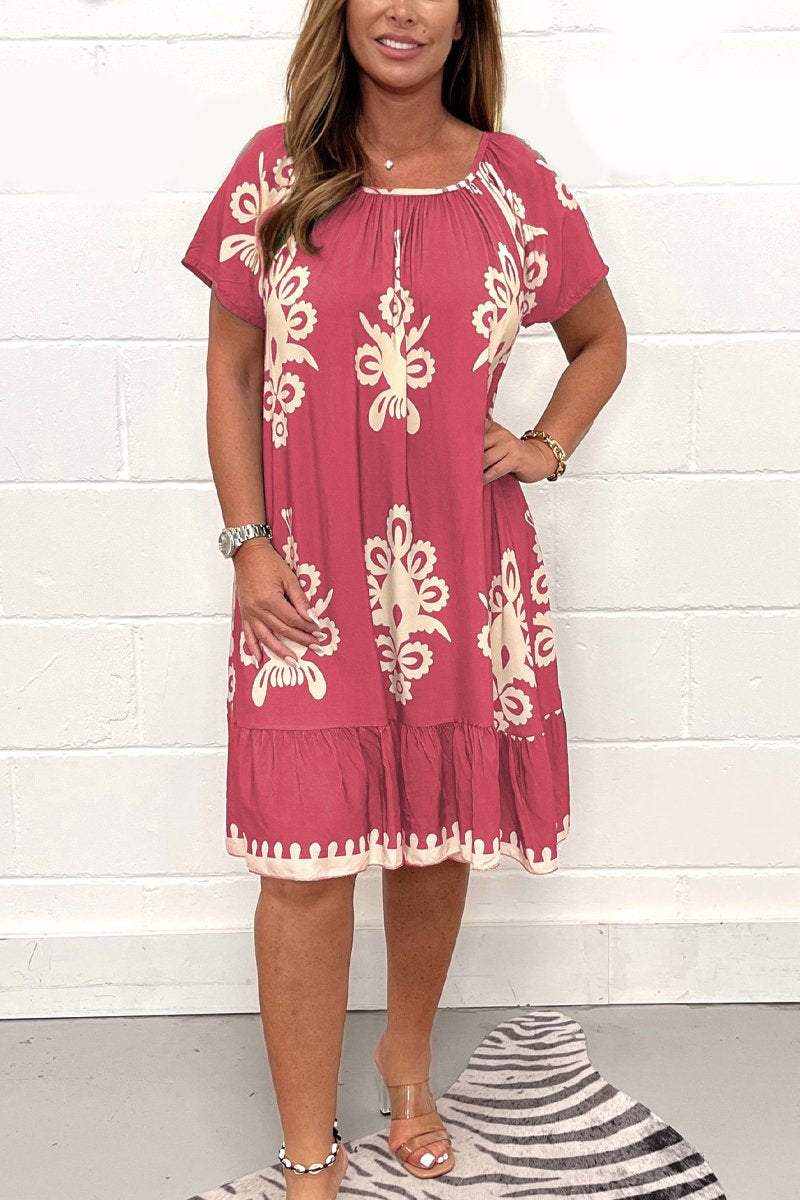 Printed short sleeve dress Rose