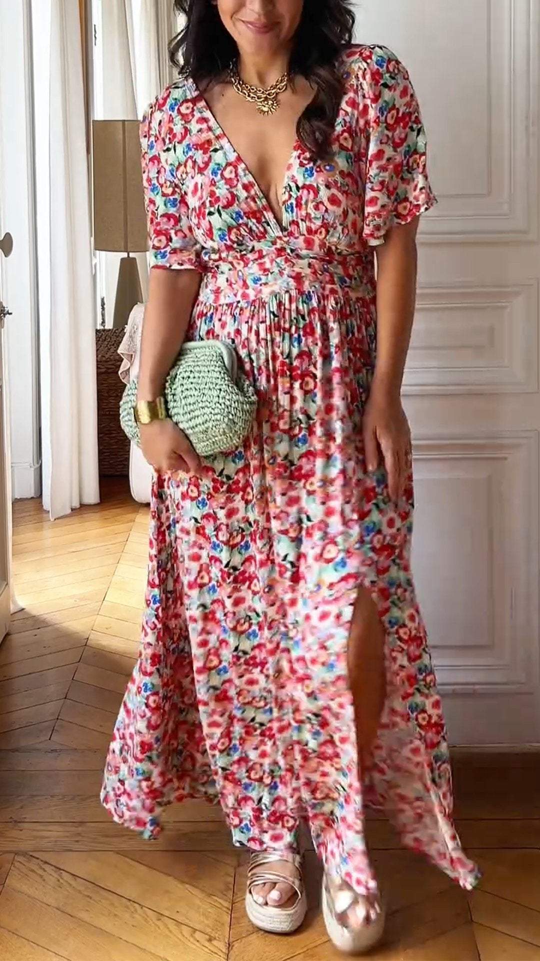 Women Floral V-neck Dress