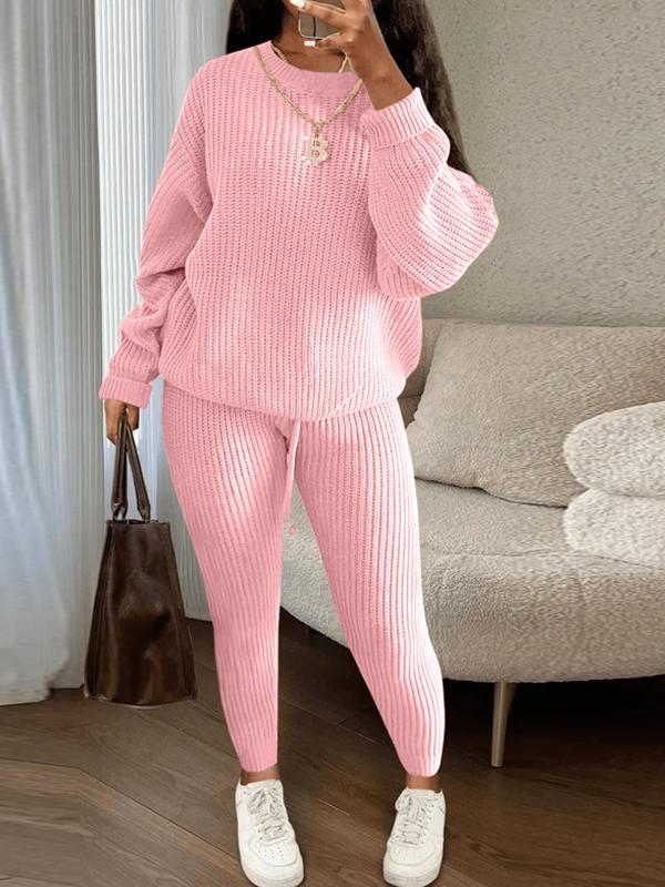 Fashionable Casual Knitted Suit Pants Suit pink