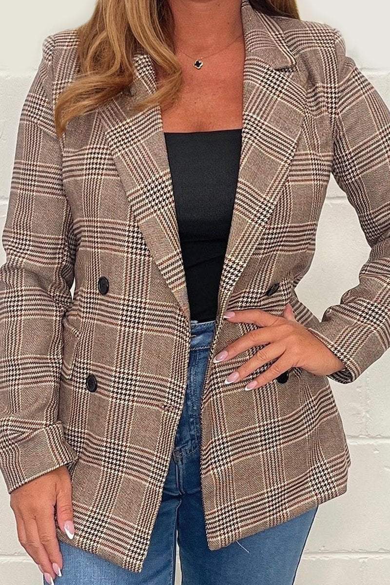 Women's Gorgeous Brown Plaid Blazer