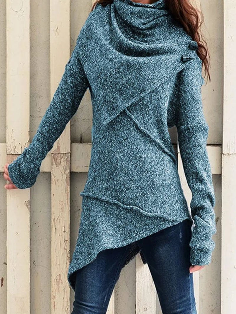 Long-sleeved sweater trench coat sweater coat Blue