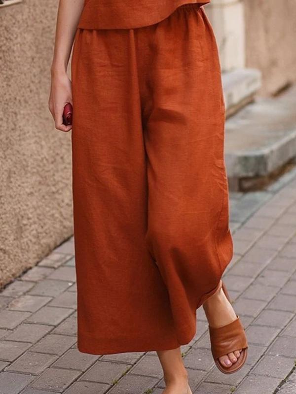 Loose Solid Color Shirt and Trousers Two-piece Set