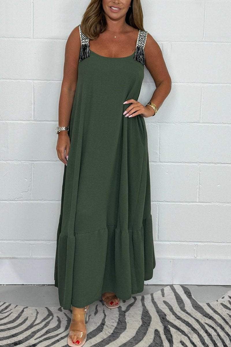 Embroidered Strap Maxi Dress