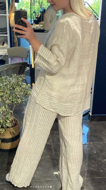 Women Color Block Striped Suit