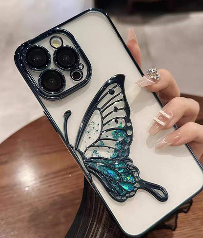 Glitter-Butterfly New Fashion Mobile Phone Case blue transparent-butterfly