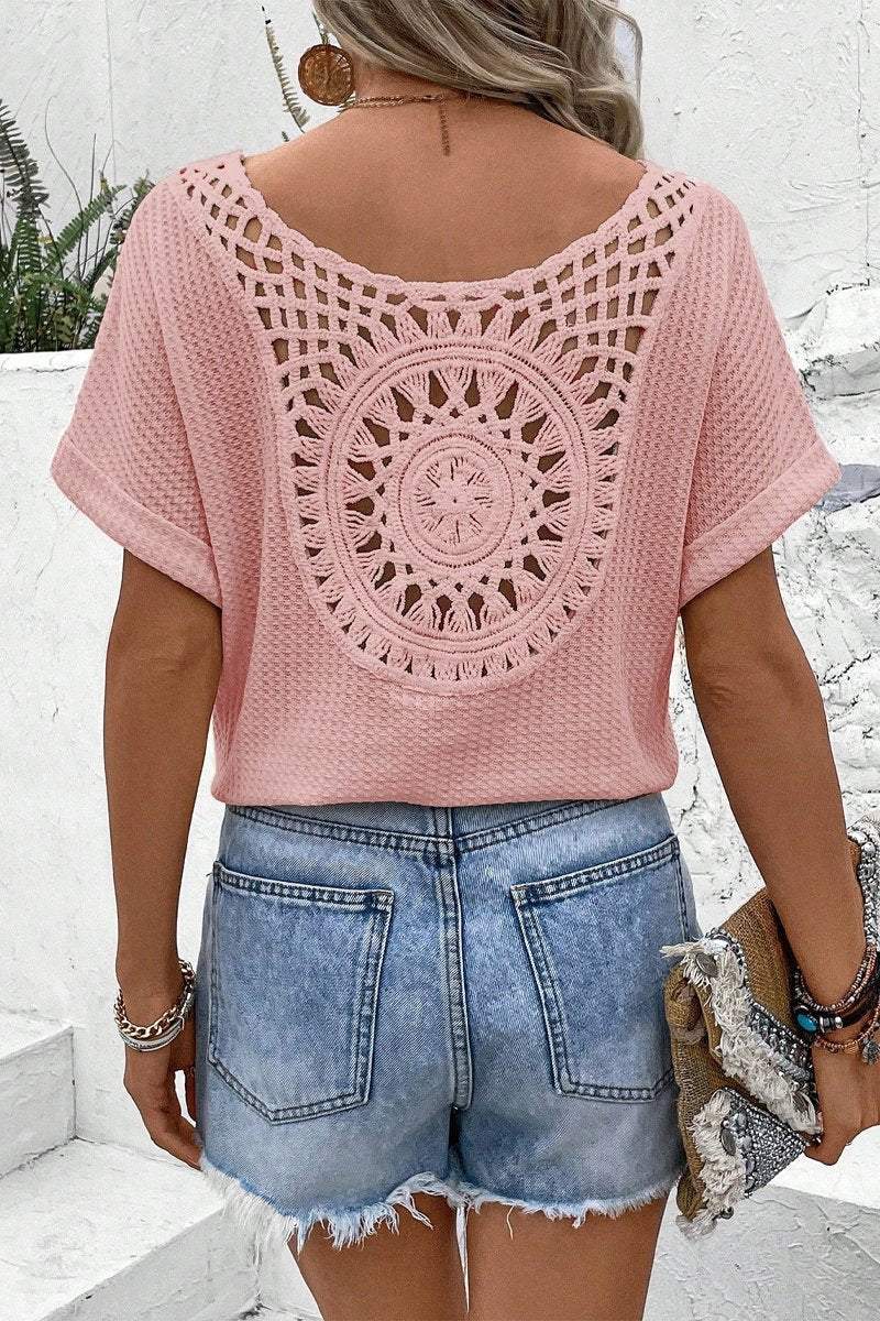 Crochet cutout top Pink