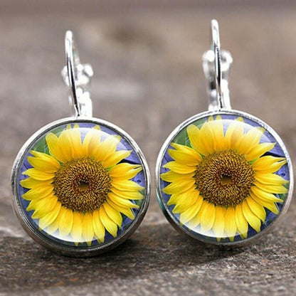 Butterfly Synthetic Cute Drop Earrings SilverSunflower onesize