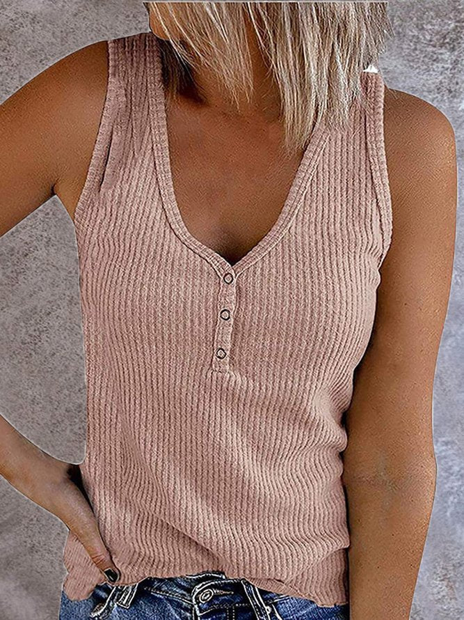 Sheath Sleeveless Casual Crew Neck Tank & Cami Pink