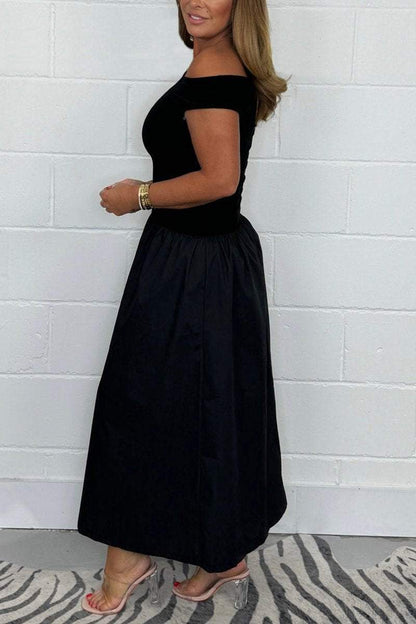 Slash Neck T-shirt Style Maxi Dress