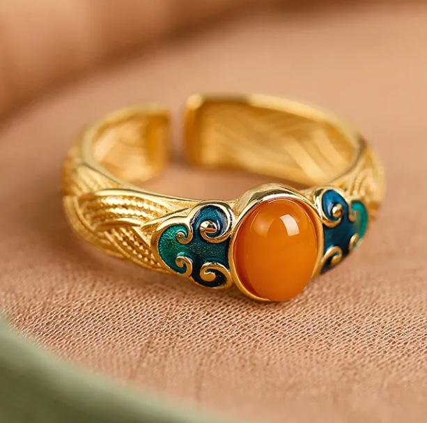 Ancient Gold Palace Style Retro Open Ring Golden One Size