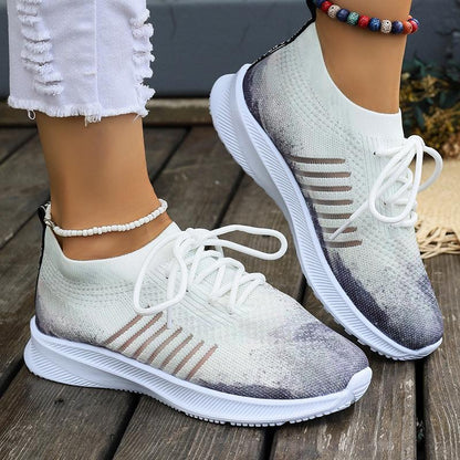 Women's Breathable Fly Woven Surface Lightweight Comfortable Casual Shoes Grey